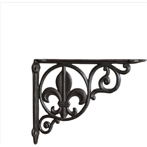 Set de 2 équerres d'étagère en fonte 23,3 x 17,5 x 3 cm - supports muraux pour étagères lourdes - fixation robuste pour bois dur (1/4)