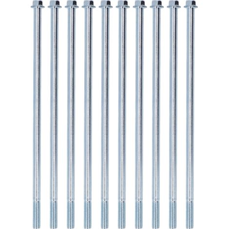 GARRYFIZH Boulon à Filetage Partiel en Acier au Carbone Fin, Allongé et Robuste, Tête Hexagonale Dentée, 10 Pièces - Dimension 10x280mm