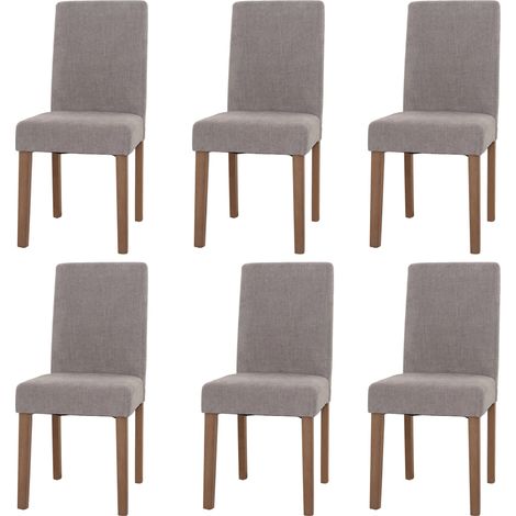 Lot de 6 chaises de salle à manger Littau, chaise de cuisine à dossier haut, tissu/textile chenille bois gris clair, p (1/5)