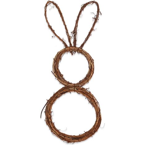 Guirlande Lapin - Couronne En Branches De Vigne Naturelle - Décoration Porte D'Entrée Pour Pâques - 1 Pièce (1/5)