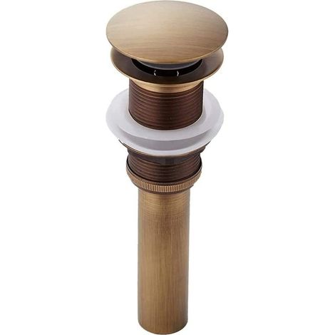 Pop-up Rétro Bouchon Bonde de Lavabo Vidange Clic-clac sans Trop-Plein en Laiton Bronzé Universel Valve Draineur d’Evier Vasque Siphon sans Trou de Débordement Poli- sans Trop-Plein (1/4)