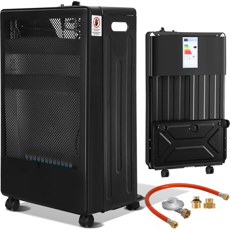 Randaco Estufa de gas de llama azul 3800 W, 2 potencias, ODS, encendido piezoeléctrico, 5 ruedas, 2 adaptadores UE (1/5)