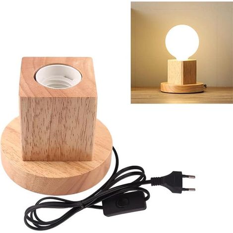 Pied de lampe de table en bois, adapté au bureau/à la chambre/au salon, base en bois avec rallonge. (1/5)