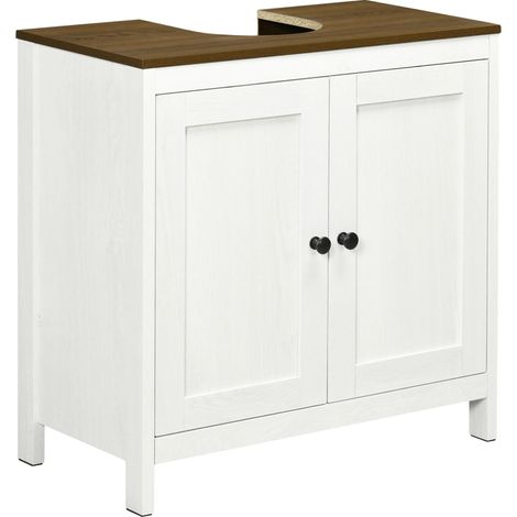 Meuble sous évier, Design moderne, Étagère réglable, BLANC (1/5)