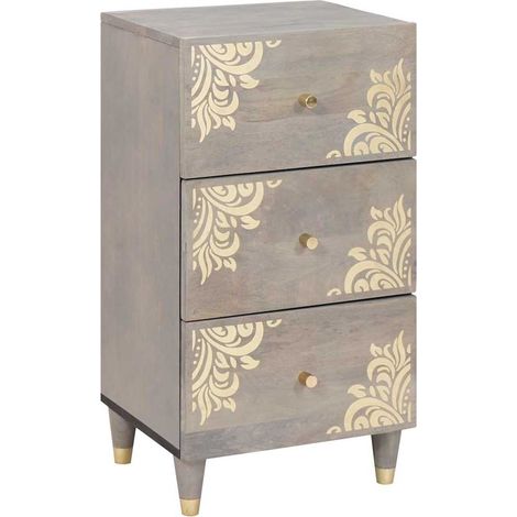 Aparador Gris y dorado 40 x 33 x 75 cm Madera de mango maciza vidaXL
