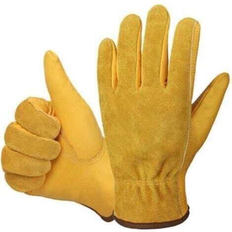 Gants de travail en cuir 1 paires de gants de réparation de voiture de jardin de construction résistants à l'eau disponibles en taille L pour hommes et femmes (1/5)
