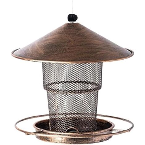 Mangeoire à oiseaux en métal, mangeoires pour oiseaux sauvages, conception en fer résistant aux intempéries, grande capacité, idéale pour le jardin, la cour et la décoration extérieure (1/4)
