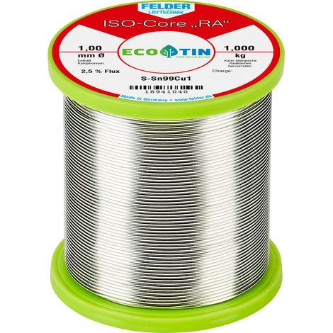 Felder ISO-Core "RA" Sn99Cu1 Lötzinn, bleifrei Spule Sn99,3Cu0,7 1.000 kg 1 mm
