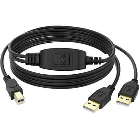 Cable Imprimante USB B Mâle vers Double USB A Mâle - Diviseur pour Connexion Simultanée de 2 Appareils - 1,5 m (1/5)