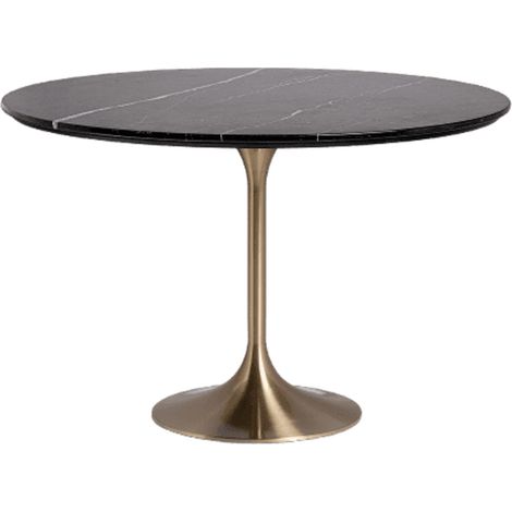 Table à manger ronde céramique et pied acier doré style art déco Korne 120 cm-Noir-Diamètre 120 cm (1/4)