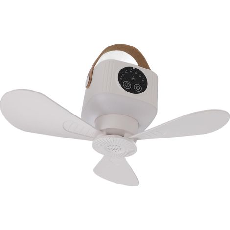 Ventilateur plafond USB avec éclairage 4 vitesses minuterie batterie 7200mAh commande à distance pour tente camping extérieur blanc (1/5)