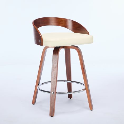 Ensemble de 2 tabourets de bar pivotants à dossier bas, chaises de bar en bois avec siège rembourré souple, hauteur d'assise 63CM (hauteur de comptoir beige 63CM), DE1854BG (1/5)