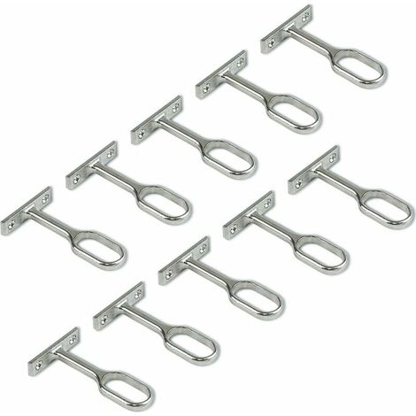 Soporte central para barra colgante ovalada, Niquelado, Juego de 10 (1/4)
