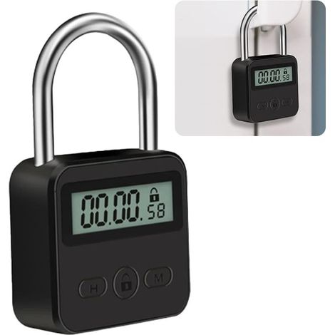 Verrouillage de Temps, Smart Time Lock avec écran LCD Verrou de Synchronisation Cadenas de Sécurité Rechargeable USB Cadenas Minuteur pour Prévenir Les Mauvaises Habitudes, Noir (1/5)