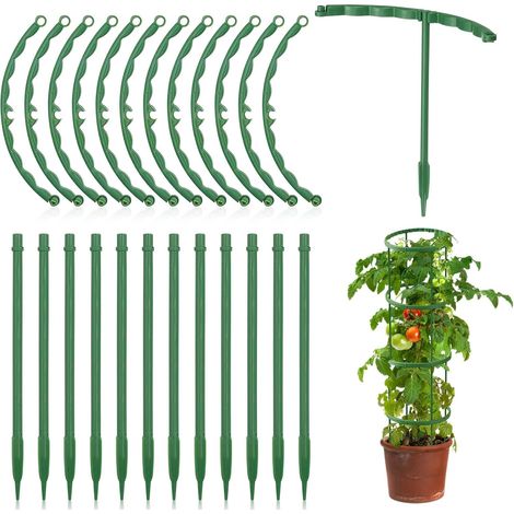 CCYKXA Climbing Plant Support, 12 Pieces, Half-Round, Green, Adjustable Height, Plant Supports for Tomatoes, Monstera, and Climbing Plants, 14 x 14 cm (1/5)