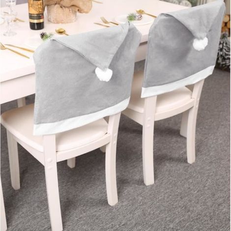 8PCS Housse de chaise, Non-tissé Gris 58x49 cm, Décoration Noël Salle à manger (1/4)