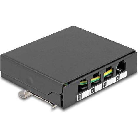 DELOCK BOÎTIER VIDE 4 PORTS POUR MODULES RJ KEYSTONE NOIR - POUR MONTAGE SUR TABLE 90627