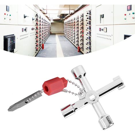 Clé Universelle Croisée Multi-Fonctions 4 Voies Bits Zinc, Clé de Plombier/Electricien Zinc Electrolyse Poli 7.2cm, 69g, 1clé Multi-Fonctions Valves 4 Faces (1/5)