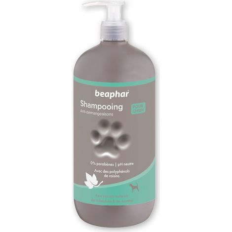 Shampoing Anti-démangeaisons pour chien - Aux extraits naturels de Calendula, de Menthe & du polyphénol de raisin - Apaise les démangeaisons et irritations -pH neutre & sans parabens - 750ml (1/5)