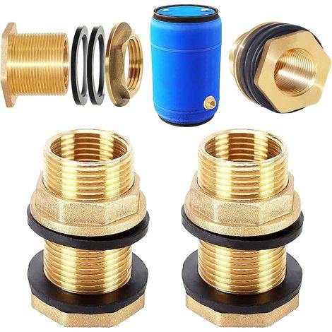 2-teiliger Messing-Wassertank-Schlauchanschluss, Messinganschlüsse, mit 3/4"-Außengewinde x 1/2"-Innengewinde, für Wasserhähne, Eimer und Tanks (Gelb) - 1/2" 3/8" (1/5)