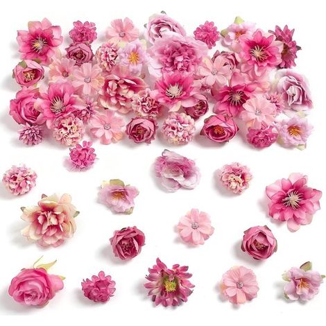 21 fiori artificiali nei toni del rosa e del rosso, accessori per capelli floreali fatti a mano, decorazioni per ombrelli, decorazioni floreali artificiali per matrimoni e hotel, molti (1/5)