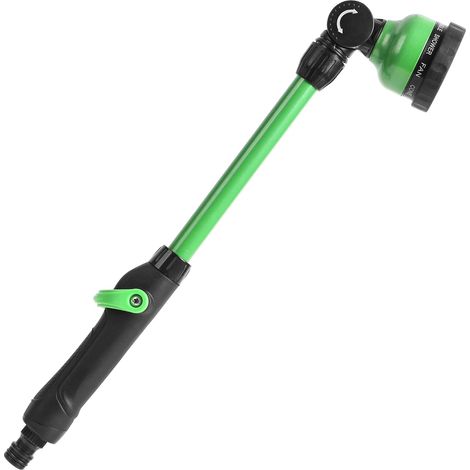 Heavy Duty Watering Wand with Swivel Head, Metal Garden Hose with Thumb Flow Control, 18 Inch Garden Nozzle Sprayer with 9 Patterns, Green (1/5)