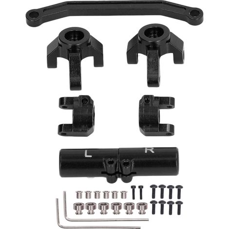 Jeu de direction avant RC en alliage d'aluminium et base d'essieu arrière pour voiture d'escalade 1/24 ECX Barrage, RGT, FTX - Noir (1/5)