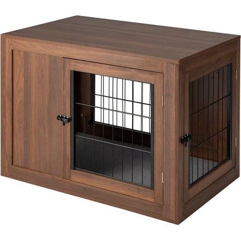 COSTWAY Mueble Jaula para Perros, Mesa de Centro con Cojín, Doble Puerta, Rejillas, Casa de Jaula para Perros de Uso Interior, Perrera Decorativa de Uso Interior para Perros Pequeños y Medianos (1/5)