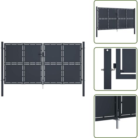 Gartentor Stahl 300 x 175 cm Anthrazit - Gartentor - Stahltür - Zaun - Einfahrtstor - Zaunsystem (1/5)
