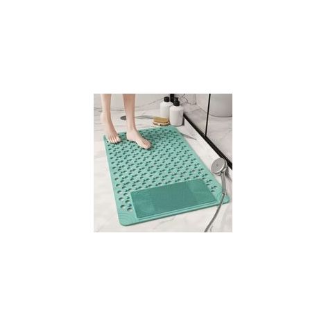 Tapis de Douche Antiderapant 60x90cm,Tapis Antidérapant Douche avec Ventouses et Trous de Drainage,Matériau PVC,Anti Moisissure,Tapis Douche Antidérapant pour Salle de Douche et Baignoire(Vert foncé) (1/4)