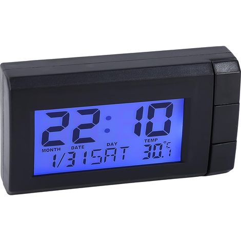 Horloge Thermomètre de Voiture avec Rétroéclairage Bleu, Horloge électronique avec Affichage Numérique LCD 2 en 1 pour La Date de La Voiture (1/5)