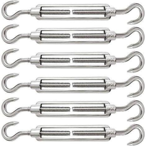 6 Pièces Tendeur Cable M5 Tendeur Cable Inox 304 Réglable Crochet de Ridoir et Crochet pour Tendeur de Fil Cable Acier Corde Crochet Tendeur Accessoires (1/5)