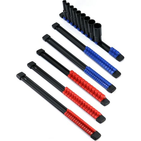 Organisateurs de rails pour bouchons d'avion (6 pièces, 9,5 mm, 12,7 mm), bleus et rouges