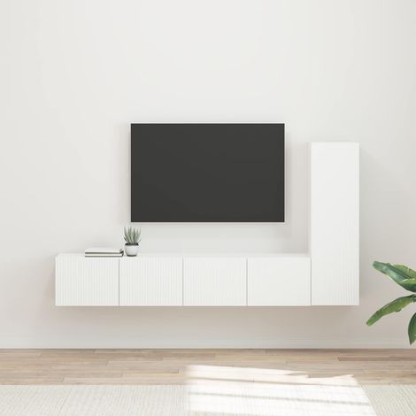 TV-Schrankset Wandmontiert 3 pcs Weiß Holzwerkstoff