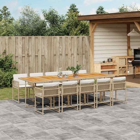 11-tlg. Garten-Essgruppe mit Kissen Beige Poly Rattan (1/5)