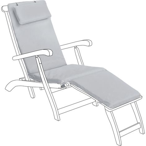 Gardenista Cuscino per lettino prendisole per esterni, cuscino per sedile resistente all'acqua per sedia a sdraio per esterni con poggiatesta e rivestimento con cerniera rimovibile, Grigio (1/5)