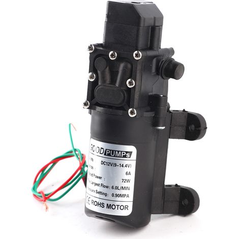 Pompe à membrane Micro 6,0 L/min 0,9 MPa Tuyau droit Sortie d'eau des deux côtés à droite 12 V 72 W (1/5)