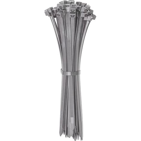 Schlauchschellen – 100 Stück – Nylon – Temperaturbeständig – Garten, Garage, Haushalt – 200 x 3,6 mm, Grau (1/5)