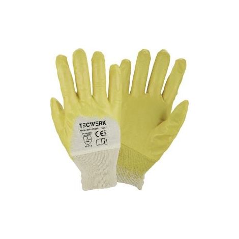 Gants Lèvre Taille 7 jaune revêtement nitrile EN 388 EPI II TECWERK (1/2)