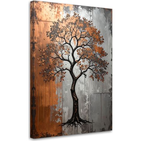 Impression sur Toile, Arbre grunge gris cuivré,20x30 (1/4)