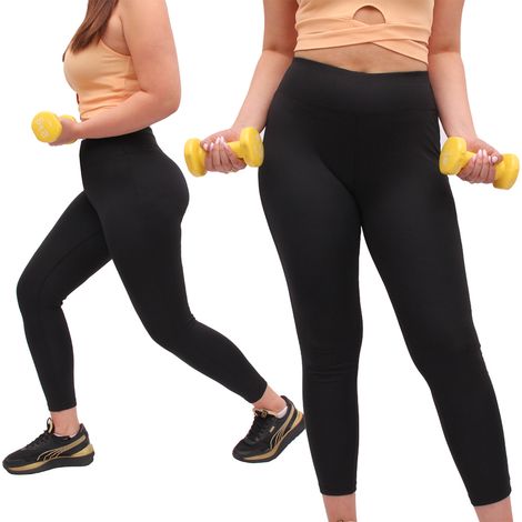 Leggings deportivos para mujer firi 555.70 - negro y gris, largos, de cintura alta. Leggings para mujer tallas grandes 46.