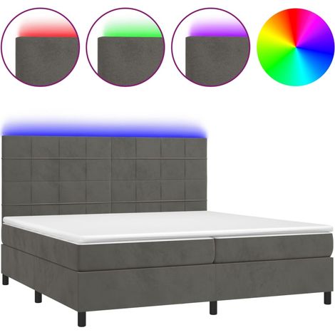 Maison Exclusive - Boxspringbett mit Matratze & LED Dunkelgrau 20
