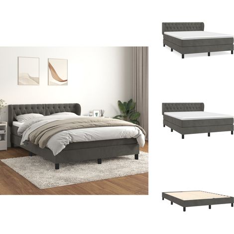 Boxspringbett mit Matratze Dunkelgrau 140x190 cm Samt - Samtbett - Boxspringbett - Doppelbett - Bettauflage - Matratze (1/5)
