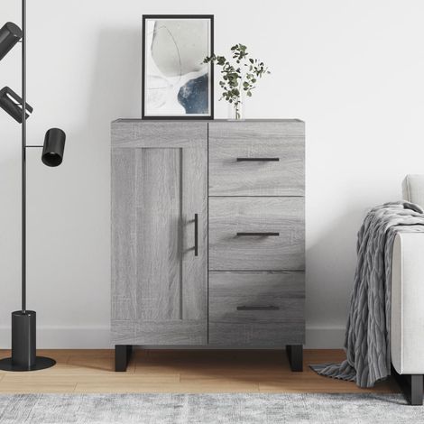 Buffet bas,Buffet Commode industriel sonoma gris 69,5x34x90 cm bois d'ingénierie -QS98179 (1/5)