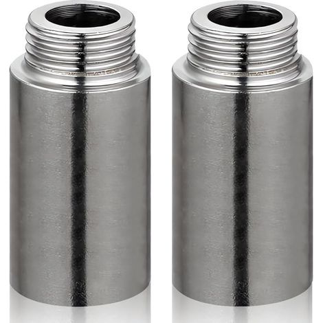 Lot de 2 rallonges de robinet en acier inoxydable 3/4" x 100 mm, 3/4" IG x 3/4" AG DN20, rallonge de robinet, rallonge de raccordement pour installation de chauffage et d'eau potable (1/5)