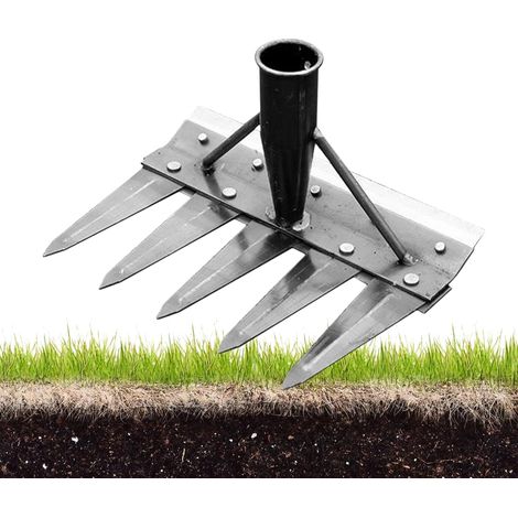 5 Dent Râteau De Désherbage en Acier Au Carbone, Rateau Jardin, Outillage De Jardin Râteau, Détachable Râteau De Jardin en Métal Très Résistant Double Face pour Backyard Farm Farm (1/5)