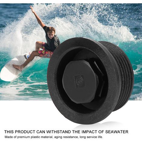 Bouchon de vidange pour planche de surf et paddle board, 3x1.5x2.5cm, noir en plastique (1/4)