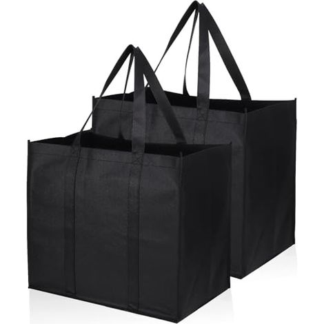 Lot de 2 Sac de Courses, Sacs de Courses et Cabas Réutilisables avec Poignée, 41x33x26cm Sac Caddie Pliable pour le Shopping, Pique (1/4)