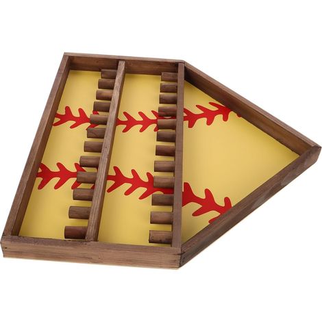 Vitrine de Présentation Porte-Anneau de Baseball en Bois Jaune (1/5)