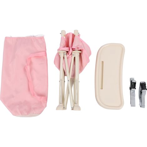 Siège d'appoint de voyage avec plateau amovible, pour bébé, Table à manger, Camping plage, pliable, Portable, harnais de sécurité, chaise rose (1/5)